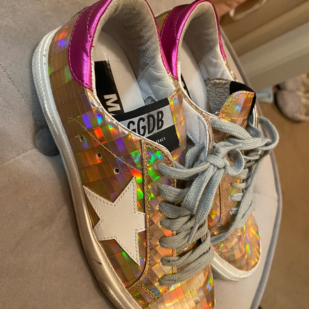 GOLDEN GOOSE MAY SNEAKERS - holographic gold
